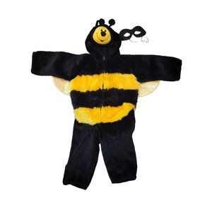 Playfull plush Bee halloween cstume fuzzy bee with hood, wings, mask zip up